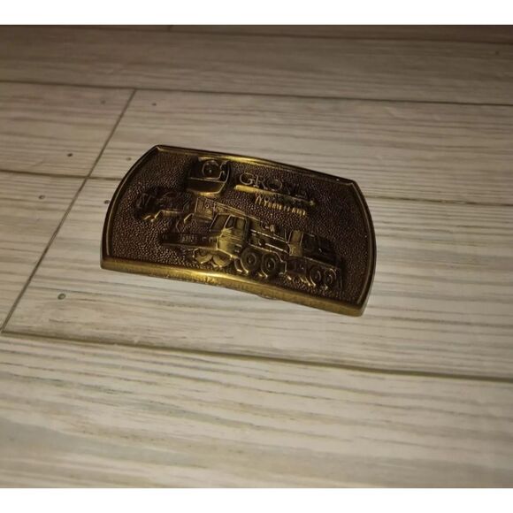 Vintage Jadco Solid Brass Belt Buckle G Grove Worldwide Graphic Design 3½in - Picture 3 of 9